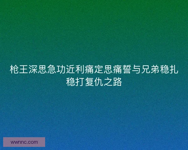 枪王深思急功近利痛定思痛誓与兄弟稳扎稳打复仇之路